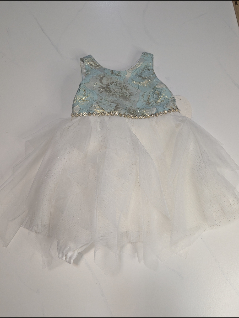 American Princess Dress 24M Ivory Gold Floral Rhinestone Tulle Party Wedding